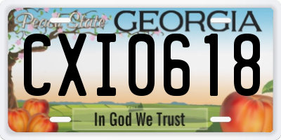 GA license plate CXI0618
