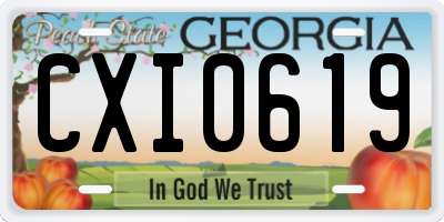 GA license plate CXI0619