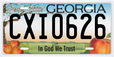 GA license plate CXI0626