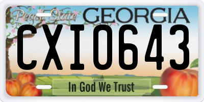 GA license plate CXI0643