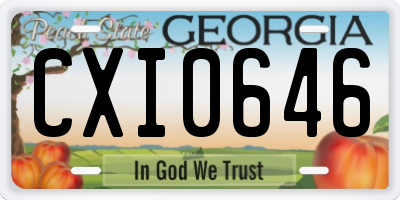 GA license plate CXI0646