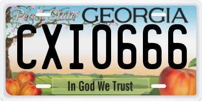 GA license plate CXI0666