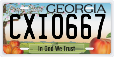GA license plate CXI0667
