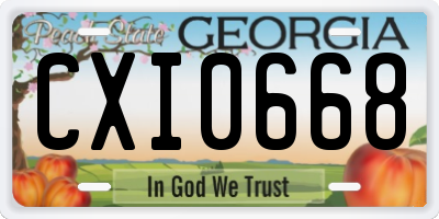 GA license plate CXI0668