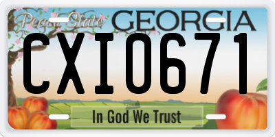 GA license plate CXI0671