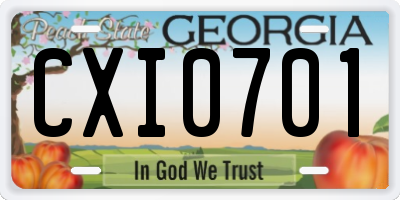 GA license plate CXI0701