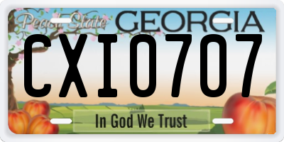 GA license plate CXI0707