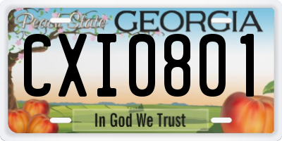 GA license plate CXI0801