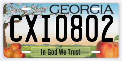 GA license plate CXI0802