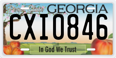 GA license plate CXI0846