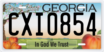GA license plate CXI0854