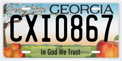 GA license plate CXI0867