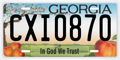 GA license plate CXI0870