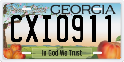 GA license plate CXI0911