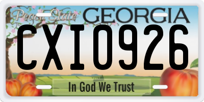 GA license plate CXI0926