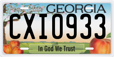 GA license plate CXI0933