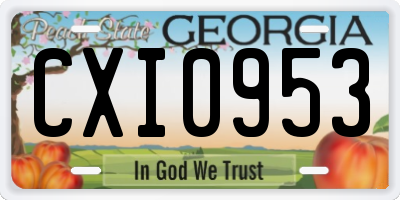 GA license plate CXI0953