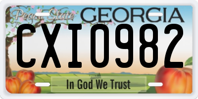 GA license plate CXI0982