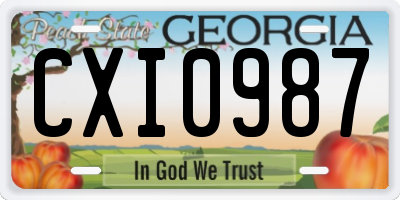 GA license plate CXI0987