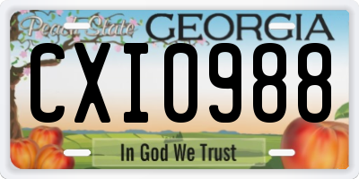 GA license plate CXI0988