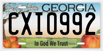 GA license plate CXI0992