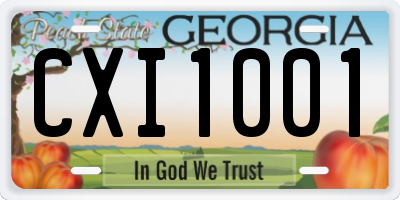 GA license plate CXI1001