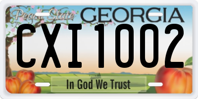 GA license plate CXI1002