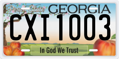 GA license plate CXI1003