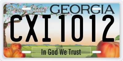 GA license plate CXI1012