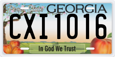 GA license plate CXI1016