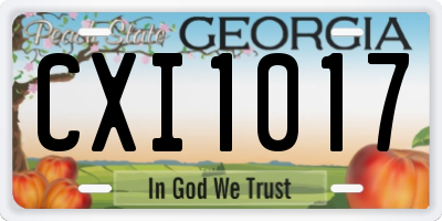 GA license plate CXI1017