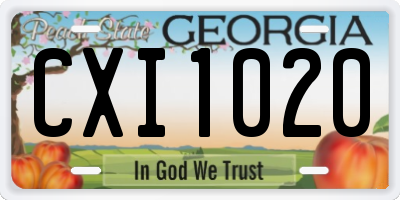 GA license plate CXI1020