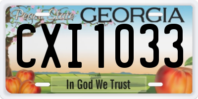 GA license plate CXI1033