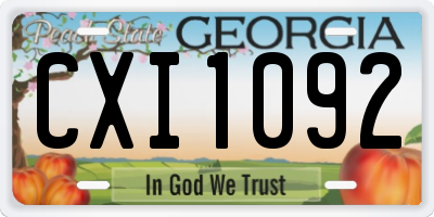 GA license plate CXI1092