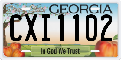 GA license plate CXI1102
