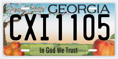 GA license plate CXI1105