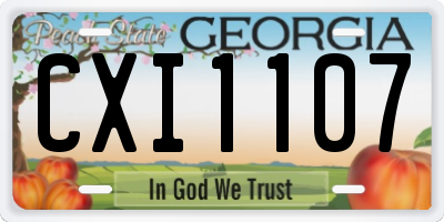 GA license plate CXI1107