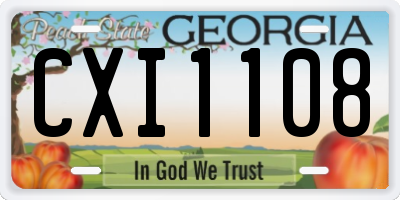 GA license plate CXI1108