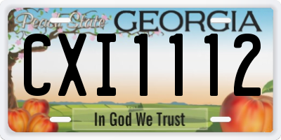 GA license plate CXI1112