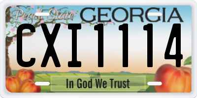 GA license plate CXI1114