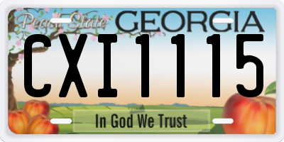 GA license plate CXI1115