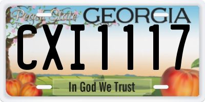 GA license plate CXI1117