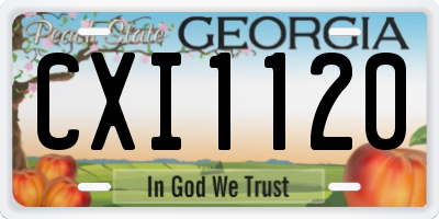 GA license plate CXI1120