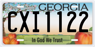 GA license plate CXI1122