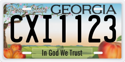 GA license plate CXI1123