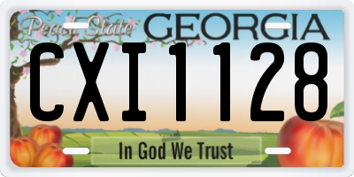 GA license plate CXI1128