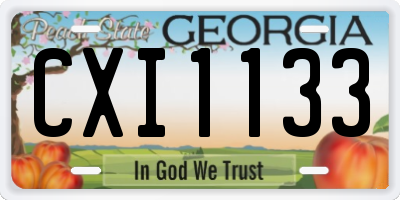 GA license plate CXI1133