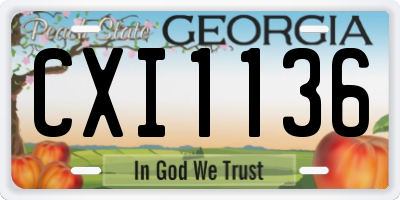 GA license plate CXI1136