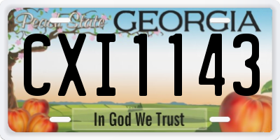 GA license plate CXI1143