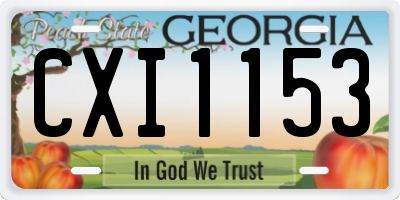 GA license plate CXI1153